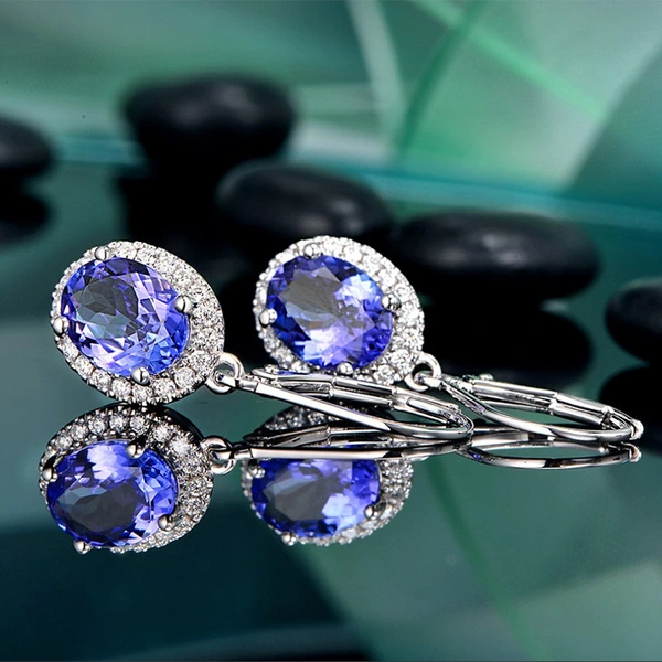 European and American new earrings shiny blue zircon long earrings charming ladies wedding party earrings wholesale