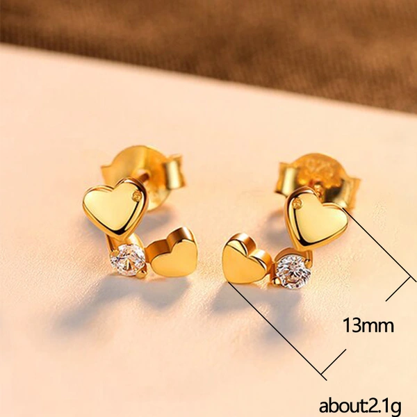 Xiaohongshu live broadcast new creative heart-to-heart zircon earrings versatile student earrings