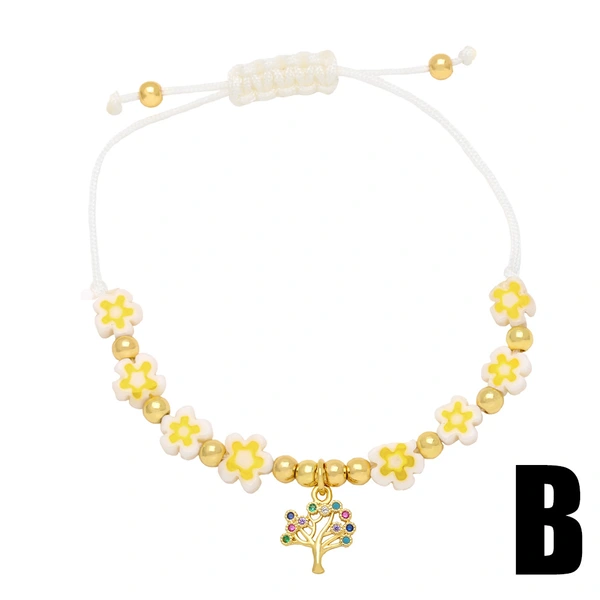 Clearance flower bracelet women's love bear pendant bracelet niche color girlfriends handmade beaded hand jewelry brj89