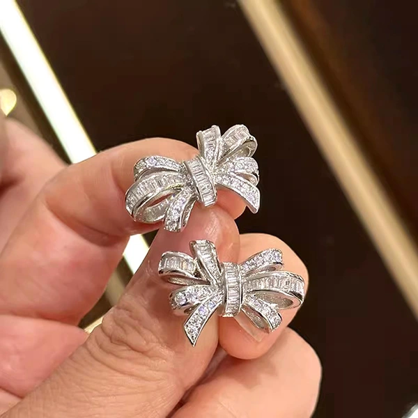 Korean style gentle new earrings for women with bow symmetrical boutique earrings for ladies and princesses