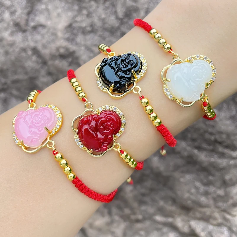 Creative Chinese style red string bracelet fashion design national tide diamond zircon Maitreya Buddha bracelet female brh73