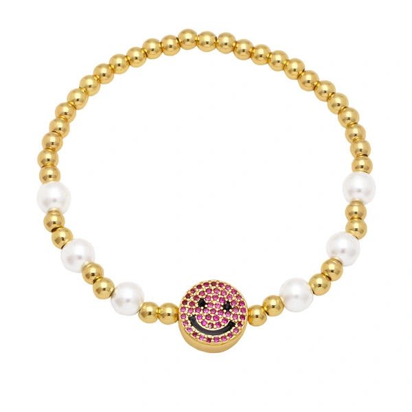 Clearance simple personality pearl bracelet women's European and American smiley face expression hand jewelry temperament Internet celebrity bracelet wholesale brg81