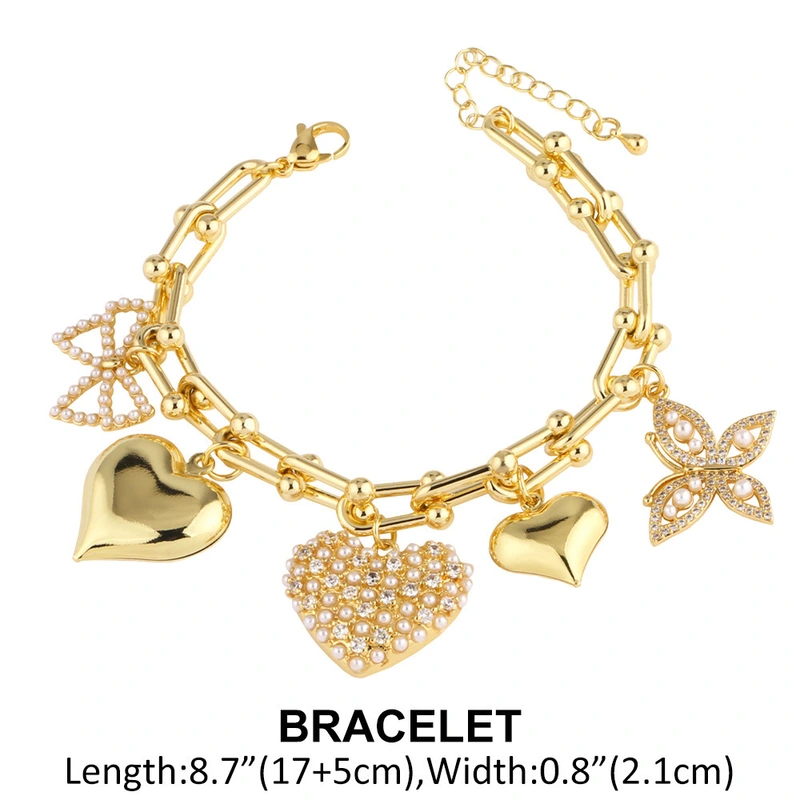 Clearance jewelry Europe and the United States hot selling love pearl butterfly pendant gold-plated necklace bracelet set female nka042