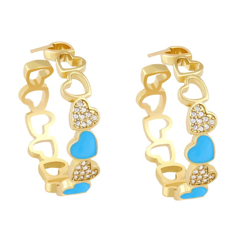 Clearance sale European and American exaggerated large earrings C-shaped hollow love earrings female net red peach heart earrings ery80