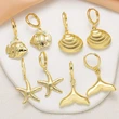 AS jewelry copper plated 18k gold starfish shell fishtail pendant earrings earrings female err53