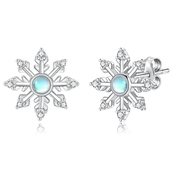  Fashion Christmas snowflake earrings for women, exquisite and small, festive matching earrings, popular New Year style