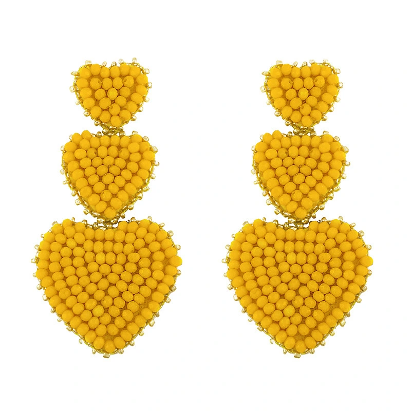 European and American new earrings trend street fashion earrings bohemian style creative rice bead heart earrings erw94