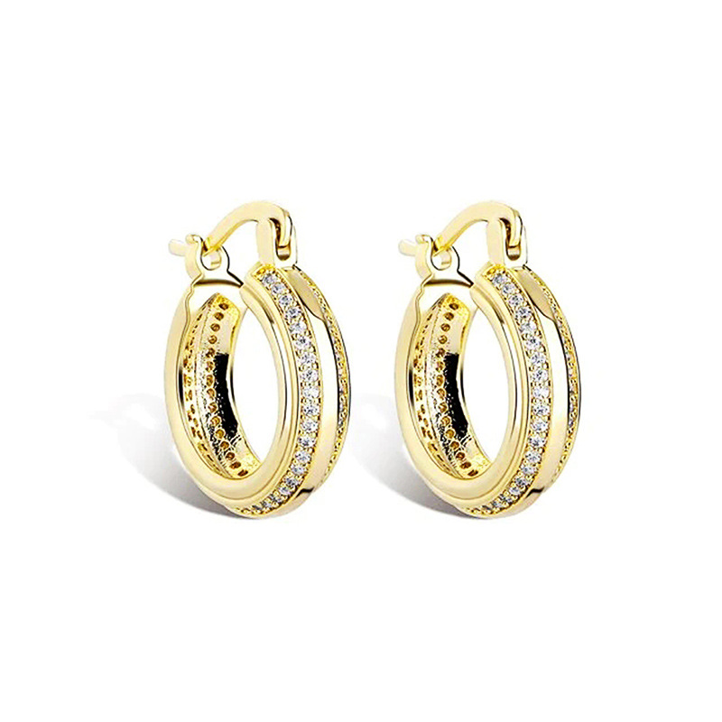  Factory direct sales French metal earrings for women, fashionable and personalized, micro-inlaid zircon jewelry, elegant and exquisite