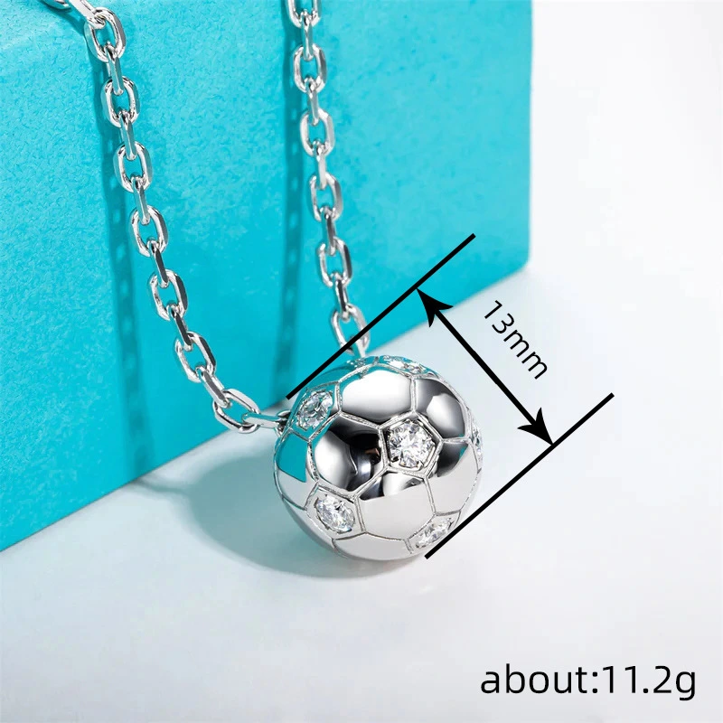  Manufacturer's hot selling metal electroplated football necklace with 3D ball design, fashionable and light luxury style jewelry