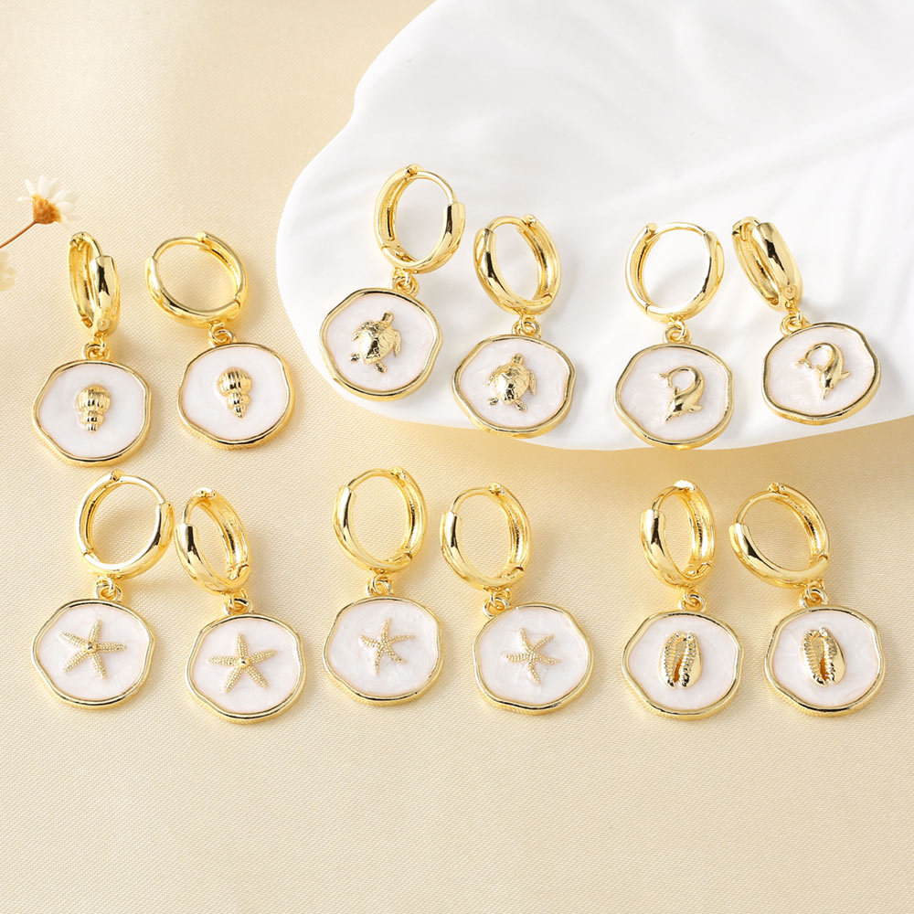 AS jewelry European and American new shell-inlaid ocean style sea turtle starfish pendant earrings earrings earrings erq25