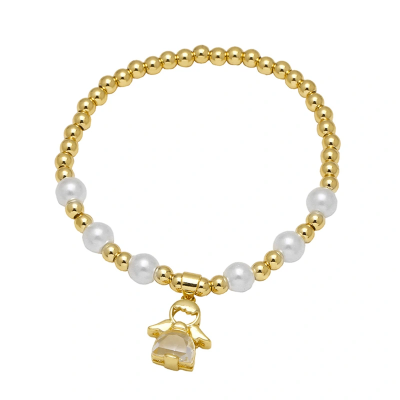 AS jewelry Europe and the United States hot selling angel pendant bracelet female real gold plated colored zircon bracelet hand jewelry brg42