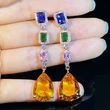 Dreamy zircon colored gemstone long earrings retro street fashion items Baroque court earrings