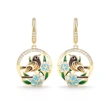 New style earrings with pastoral style, birdsong and flowers, epoxy earrings, handmade enamel earrings, manufacturers wholesale