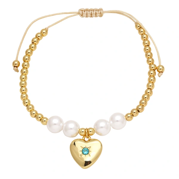 AS jewelry bracelet pearl heart bracelet female gold-plated colored zircon hand jewelry bre75