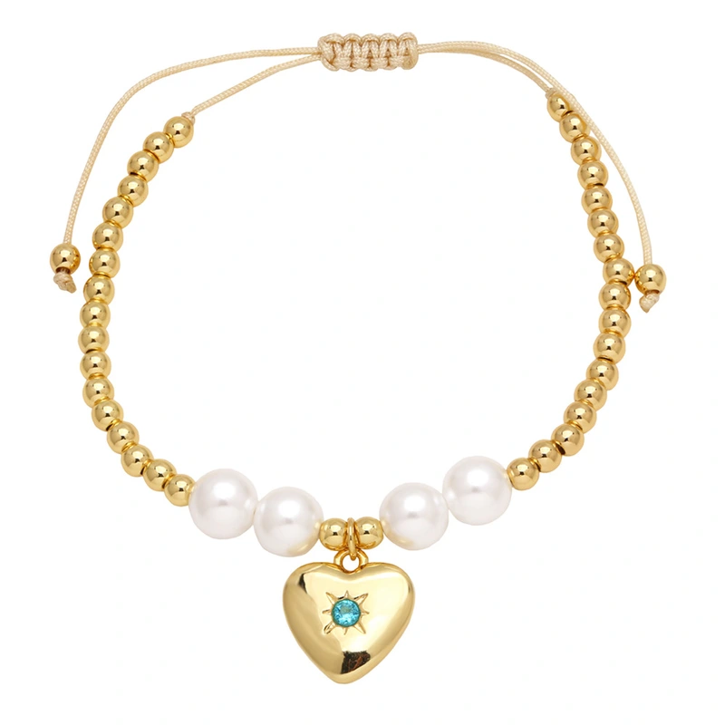 AS jewelry bracelet pearl heart bracelet female gold-plated colored zircon hand jewelry bre75