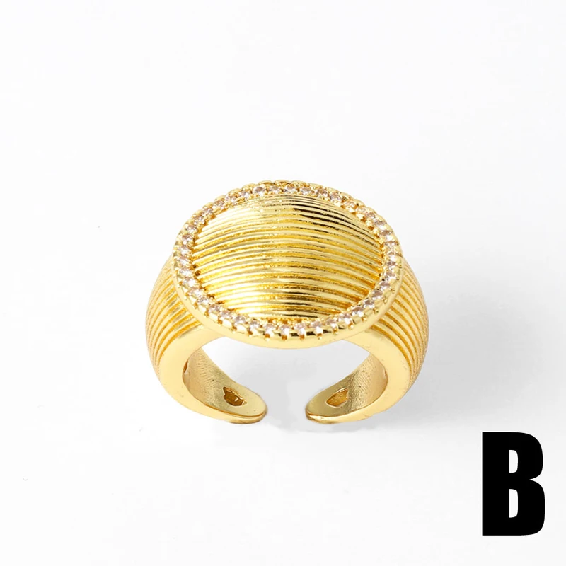 AS jewelry smooth double-layer ring copper plated 18k gold inlaid zircon irregular ring rih09