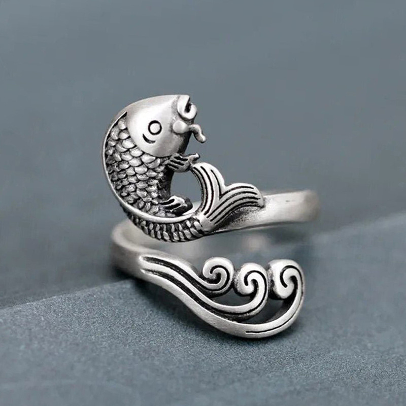  Open adjustable koi ring retro lucky auspicious accessories New Year gift hot ring