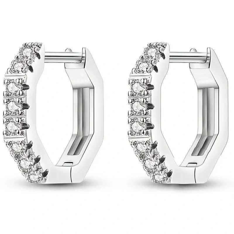 European and American style new sweet cool earrings for women with hexagonal geometric design accessories niche internet celebrity personality style