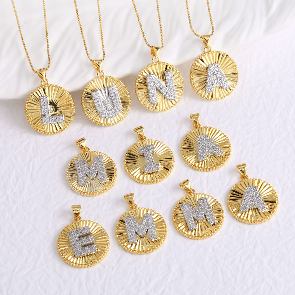 AS jewelry European and American copper plated real gold 26 English letters necklace clavicle chain nkb107 necklace