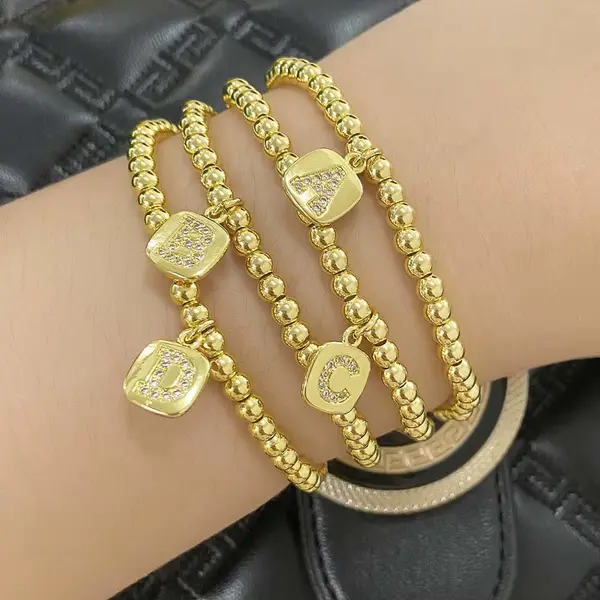 AS jewelry hot selling square 26 English letters pendant bracelet female beaded bracelet brf55