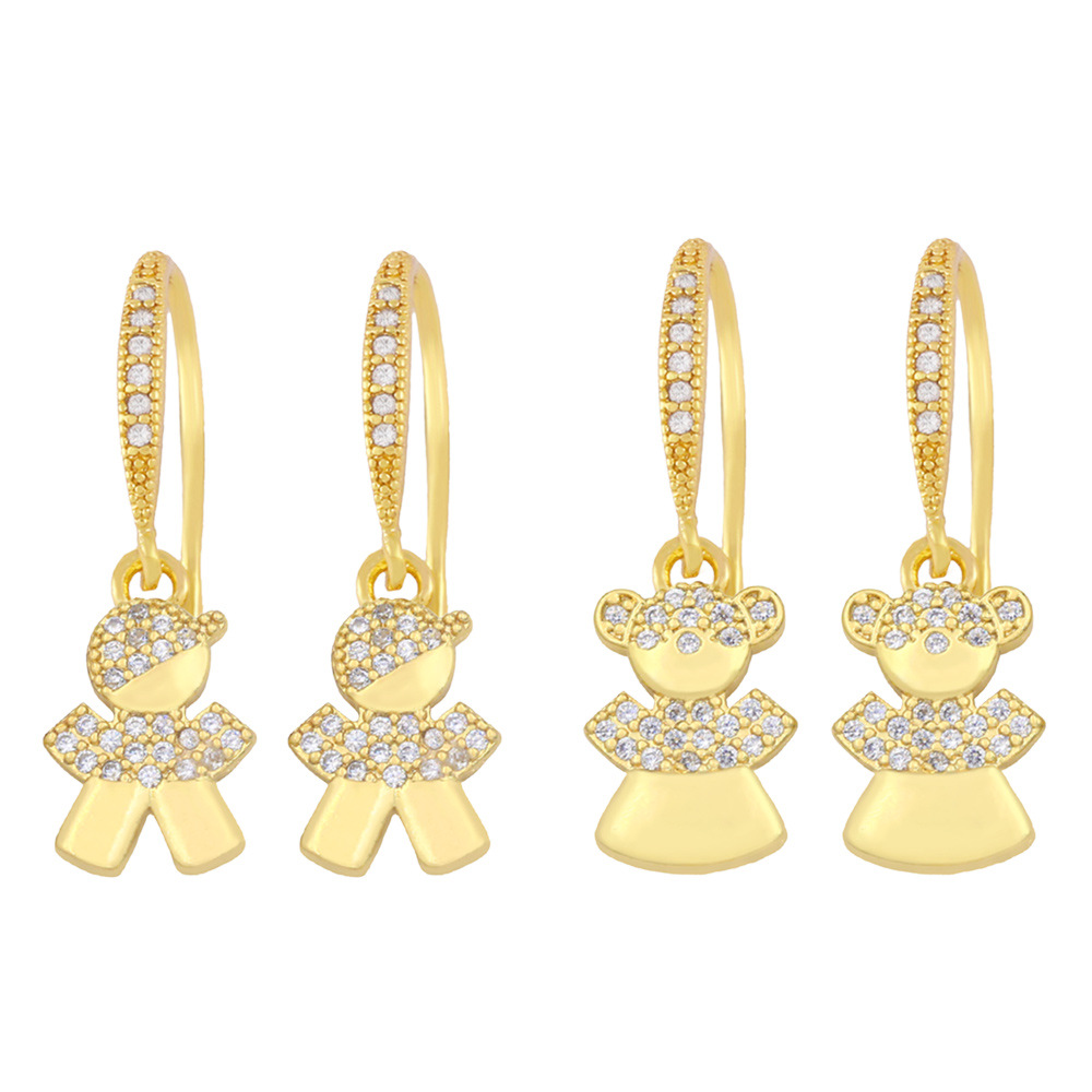 2023 new European and American fashion 18K gold earrings simple cartoon character girlfriend student earrings female ery29