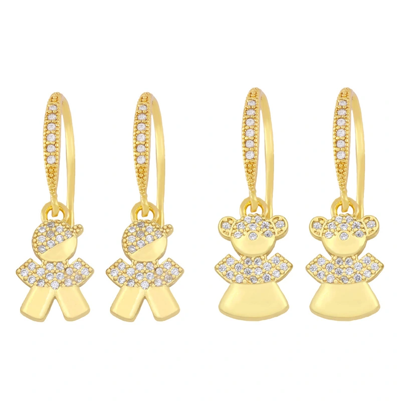 2023 new European and American fashion 18K gold earrings simple cartoon character girlfriend student earrings female ery29