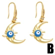 European and American earrings inlaid with diamond oil drop sun moon devil eye earrings female fashion personality ear hook erq59