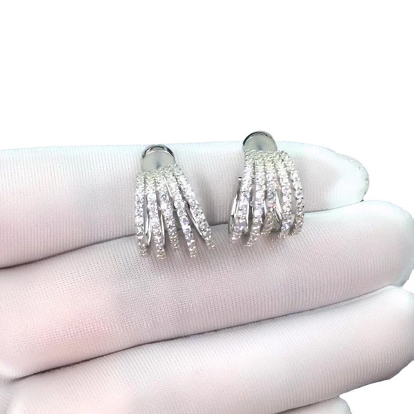 Multi-layer line earrings, multi-ring diamond-studded personality earrings, banquet high-end texture dress earrings