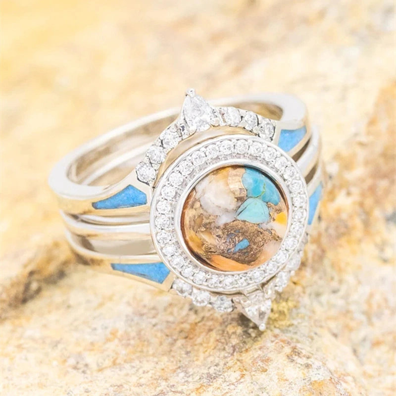  Direct sales from European and American manufacturers, hot selling vintage imitation turquoise index finger rings.