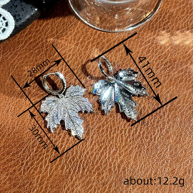 Canadian European and American style maple leaf earrings for women exaggerated atmosphere shining jewelry fashionable and elegant popular hot items