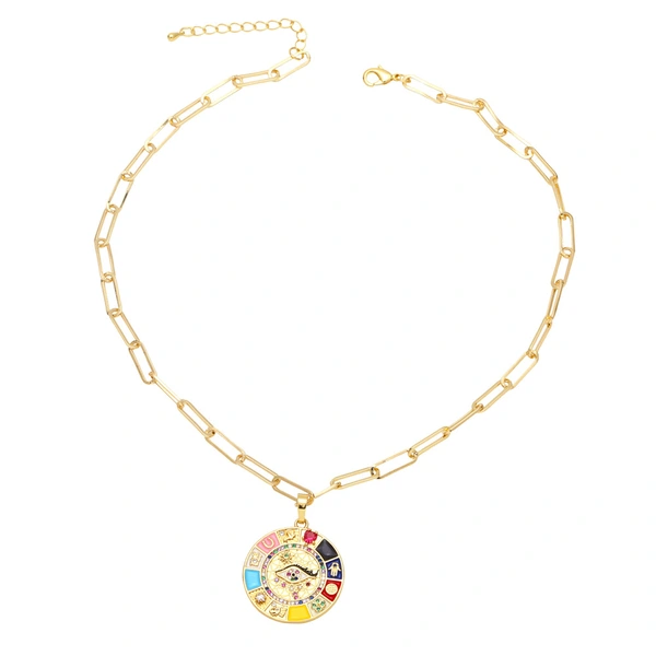 Micro-inlaid colored zircon lucky charm pendant European and American fashion diamond butterfly necklace clavicle chain nkb114