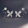  Hot sale Korean Dongdaemun style flower-shaped zircon ear clips for women, simple and versatile earrings