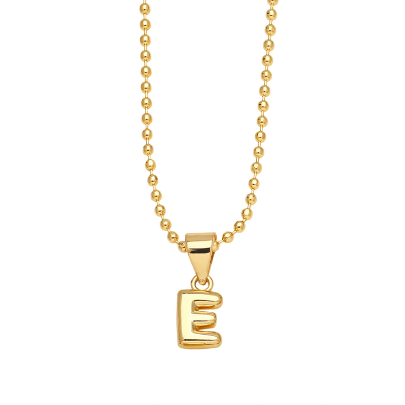 Hot sale 26 letters necklace female copper plated real gold polished letter pendant clavicle chain nkq67