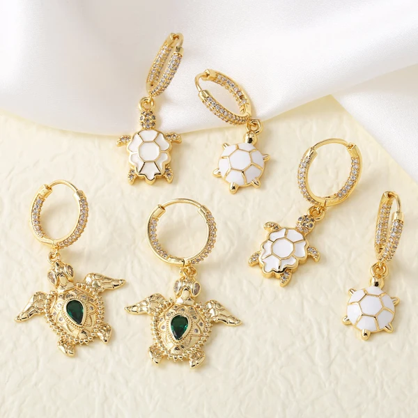 AS jewelry new hot selling copper plated real gold turtle oil drop pendant earrings earrings erg54 earrings