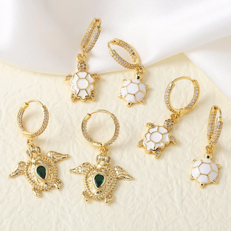 AS jewelry new hot selling copper plated real gold turtle oil drop pendant earrings earrings erg54 earrings
