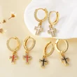 AS jewelry European and American new zircon copper plated 18k gold cross pendant earrings earrings earrings era234