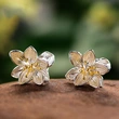   Hot selling flower earrings for women, two-color lily and camellia earrings, pastoral style, daily holiday earrings