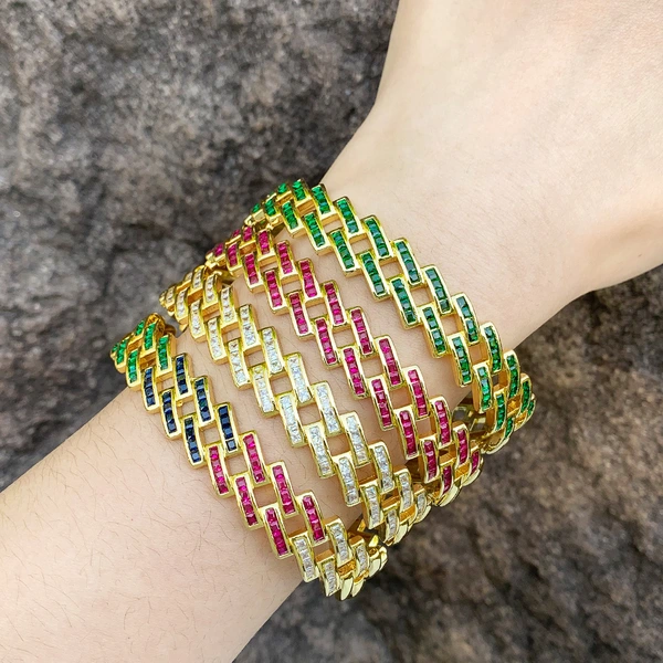 European and American jewelry full diamond zircon geometric quadrilateral bracelet light luxury niche high-end bracelet female brc29