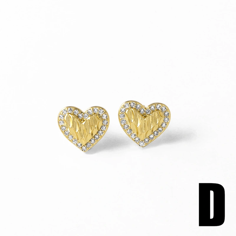 AS jewelry hot selling simple style love heart-shaped earrings female copper plated 18k gold earrings era255
