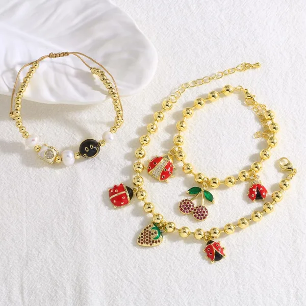 AS jewelry new gold-plated insect strawberry oil drop pendant bracelet bracelet brg27 bracelet
