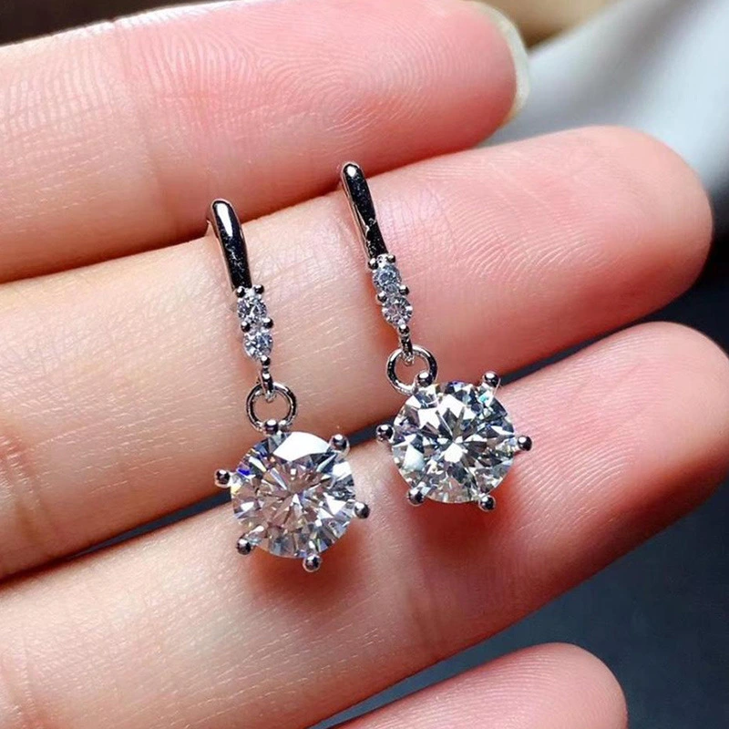 Live streaming hit imitation white zirconium earrings imitation gold plated long tassel earrings fashionable and versatile student earrings