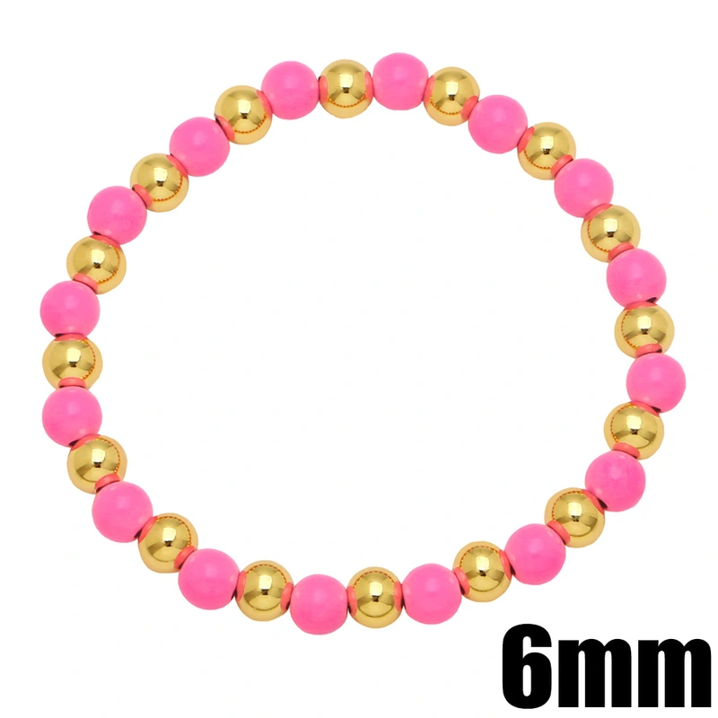 Bohemian color bracelet creative handmade copper gold-plated oil drop round beaded elastic bracelet bracelet brg92