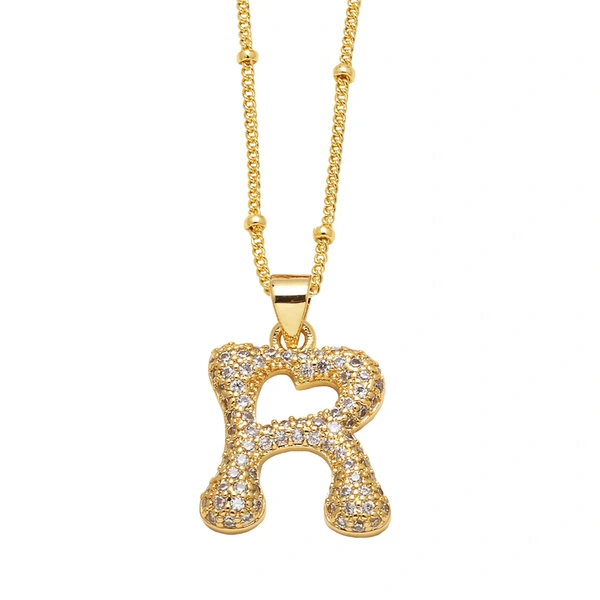 AS jewelry European and American new 26 English letters pendant necklace copper plated 18k gold clavicle chain nkb327