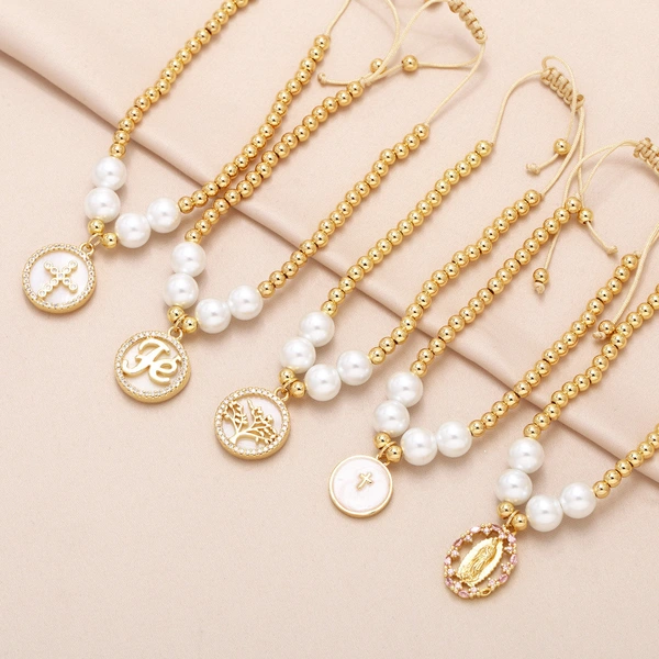 AS jewelry cross pendant bracelet gold-plated oil-inlaid zircon Madonna bracelet bra63