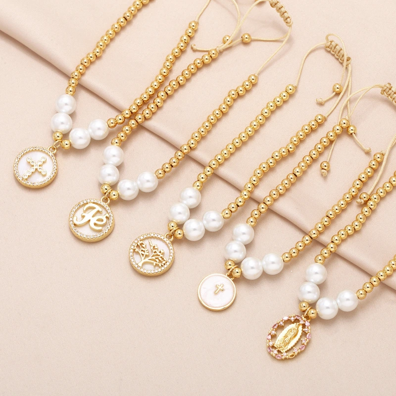 AS jewelry cross pendant bracelet gold-plated oil-inlaid zircon Madonna bracelet bra63