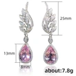 European and American style new angel wings earrings luxury high-end romantic pink diamond water drop earrings