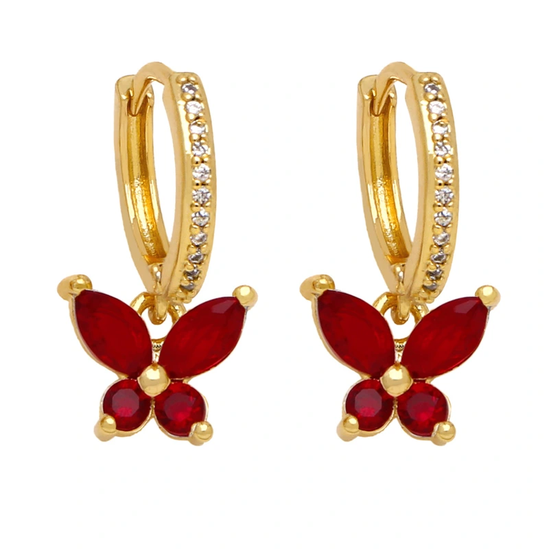 New European and American style simple zircon butterfly earrings women's light luxury niche temperament all-match flower earrings eru36