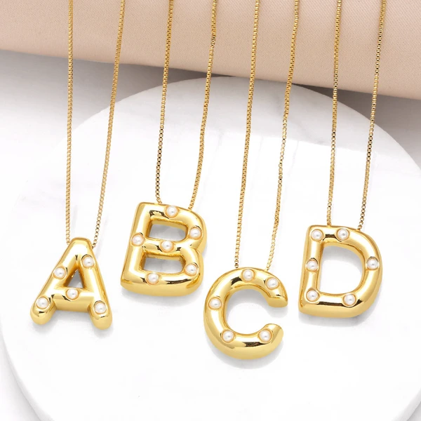 AS jewelry European and American 26 English letters pendant necklace female pearl gold-plated clavicle chain nka058