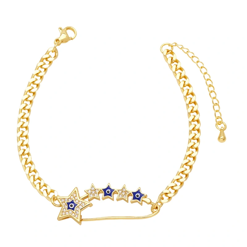 New star pin bracelet European and American fashion gold-plated oil drop Baku chain bracelet jewelry wholesale brm22
