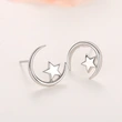  Star and moon earrings for students, female metal simple star and moon earrings, star and moon shining together, daily earrings